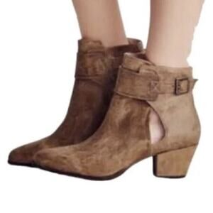 Free People Ankle Boots Women's Size 38 US 7.5 Belleville Tan Leather Suede